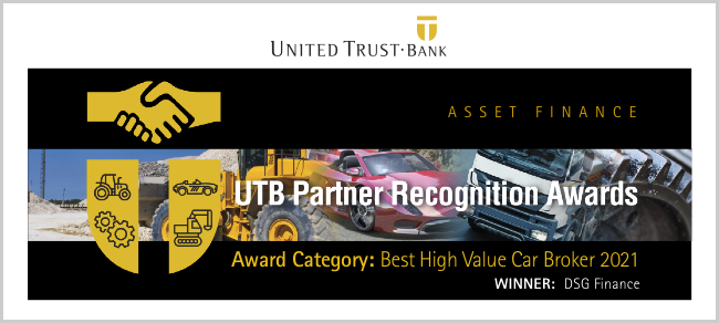 DSG Finance receive the UTB Partner Recognition ‘High Value Car’ Award